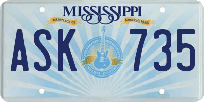 MS license plate ASK735