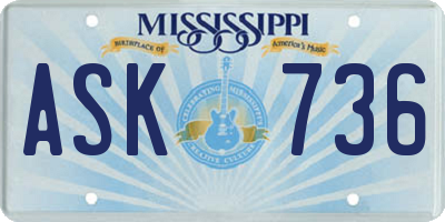 MS license plate ASK736