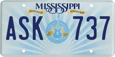 MS license plate ASK737
