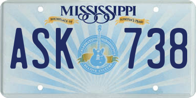 MS license plate ASK738