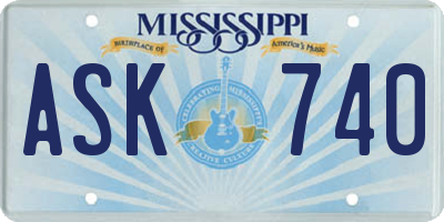 MS license plate ASK740