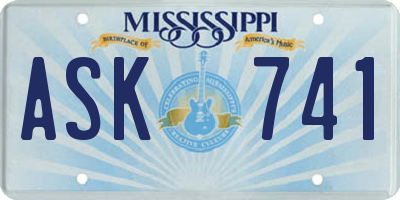 MS license plate ASK741