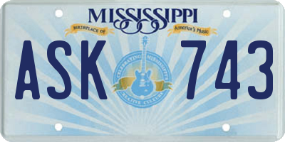 MS license plate ASK743