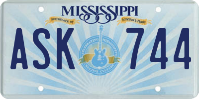MS license plate ASK744