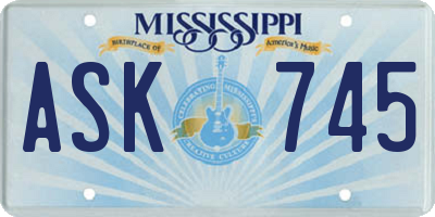 MS license plate ASK745