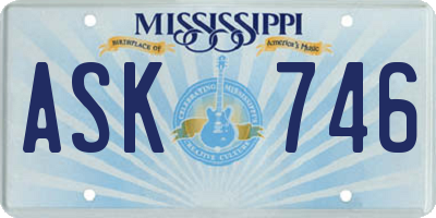 MS license plate ASK746