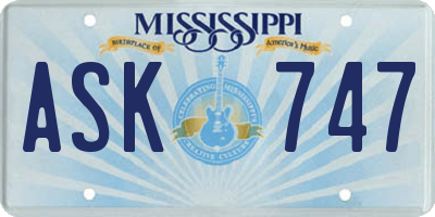 MS license plate ASK747