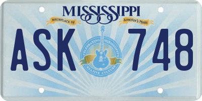 MS license plate ASK748
