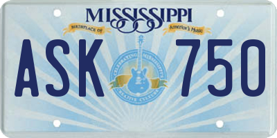 MS license plate ASK750