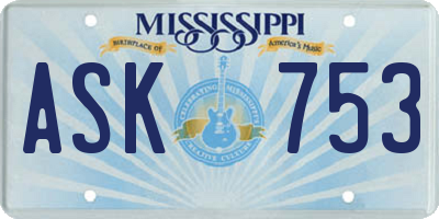 MS license plate ASK753