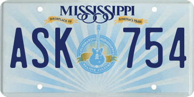 MS license plate ASK754