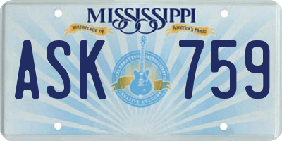 MS license plate ASK759
