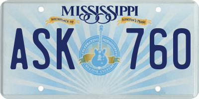 MS license plate ASK760