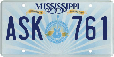 MS license plate ASK761