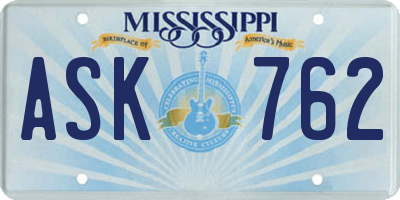 MS license plate ASK762