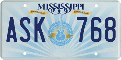 MS license plate ASK768