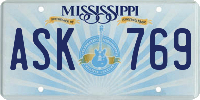 MS license plate ASK769