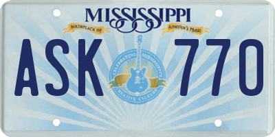 MS license plate ASK770