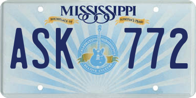 MS license plate ASK772