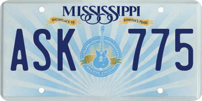 MS license plate ASK775