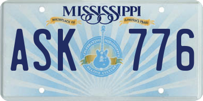 MS license plate ASK776