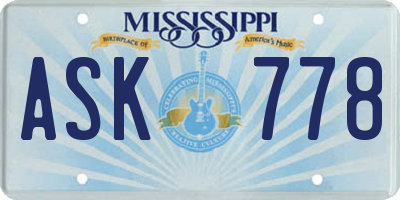 MS license plate ASK778