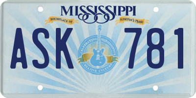 MS license plate ASK781