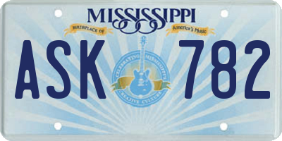MS license plate ASK782