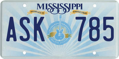 MS license plate ASK785
