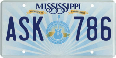 MS license plate ASK786