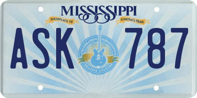 MS license plate ASK787