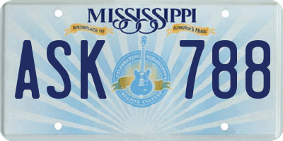 MS license plate ASK788