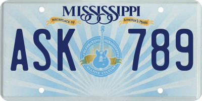 MS license plate ASK789
