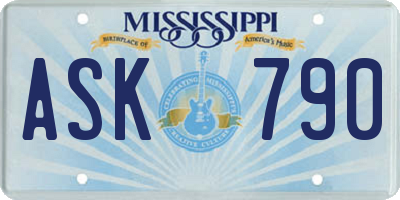 MS license plate ASK790