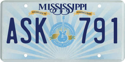 MS license plate ASK791