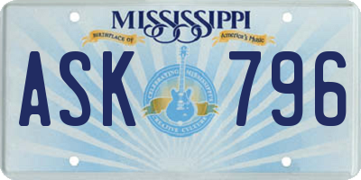 MS license plate ASK796