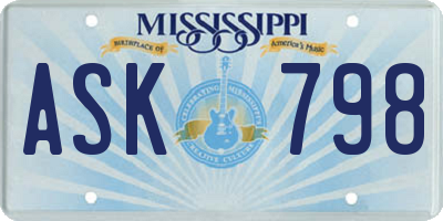 MS license plate ASK798