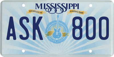 MS license plate ASK800