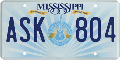 MS license plate ASK804