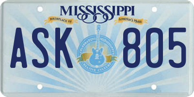 MS license plate ASK805