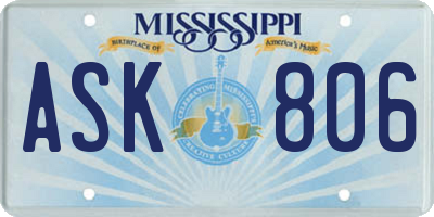 MS license plate ASK806