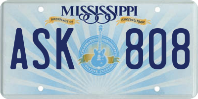 MS license plate ASK808