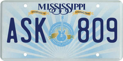 MS license plate ASK809