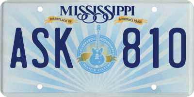MS license plate ASK810