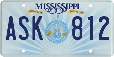 MS license plate ASK812