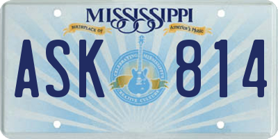 MS license plate ASK814