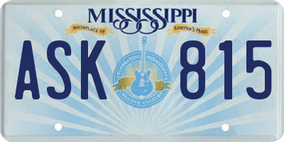 MS license plate ASK815
