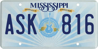 MS license plate ASK816