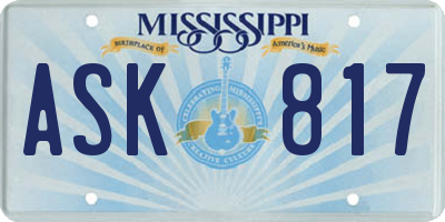 MS license plate ASK817