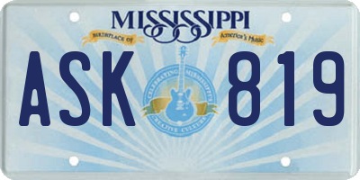 MS license plate ASK819